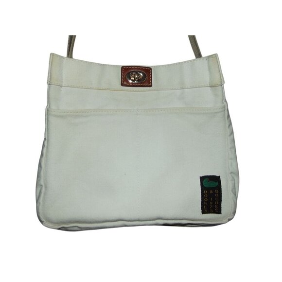 Dooney & Bourke White Canvas Shoulder Crossbody Bag Adjustable Strap & Turn Lock - Picture 2 of 15